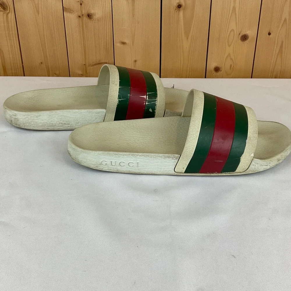 Gucci Pursuit 72 Slides, White/Red/Green - *EST* Size 8 or 9 Men's